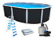 Kit piscine hors-sol acier Toi ANTHRACITE IBIZA ovale 550X366X132cm liner gris