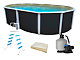 Kit piscine hors-sol acier Toi ANTHRACITE IBIZA ovale 550X366X132cm liner beige