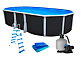 Kit piscine hors-sol acier Toi ANTHRACITE IBIZA ovale 640X366X132cm filtre a sable