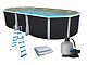 Kit piscine hors-sol acier Toi ANTHRACITE IBIZA ovale 640X366X132cm liner beige