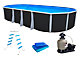 Kit piscine hors-sol acier Toi ANTHRACITE IBIZA ovale 730X366X132cm filtre a sable