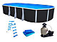 Kit piscine hors-sol acier Toi ANTHRACITE IBIZA ovale 945X457X132cm filtre a sable