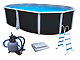 Kit piscine hors-sol acier Toi ANTHRACITE IBIZA COMPACT ovale 550X366X132cm liner gris