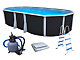 Kit piscine hors-sol acier Toi ANTHRACITE IBIZA COMPACT ovale 640X366X132cm liner gris