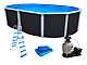 Kit piscine hors-sol acier Toi ANTHRACITE IBIZA PRESTIGIO ovale 550X366X132cm liner 0,60mm