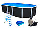 Kit piscine hors-sol acier Toi ANTHRACITE IBIZA PRESTIGIO ovale 640X366X132cm liner 0,60mm