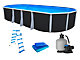 Kit piscine hors-sol acier Toi ANTHRACITE IBIZA PRESTIGIO ovale 730X366X132cm liner 0,60mm