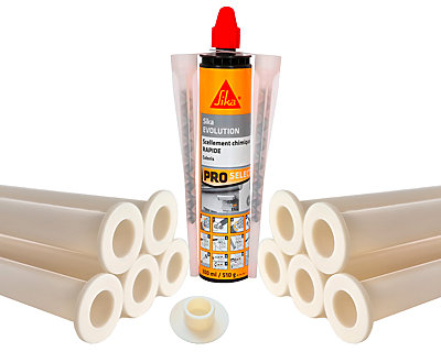 Kit pose SECURIPOOL DALLAGE Ø16mm avec 10 manchons + cartouche scellement chimique