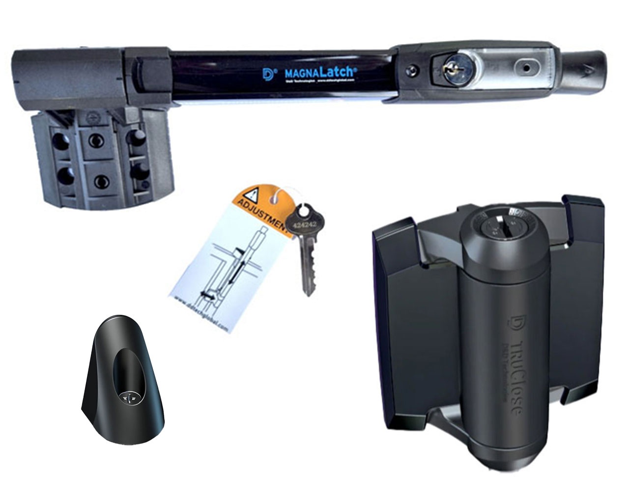 Kit Serrure MagnaLatch® SERIES 3 + Charnieres TruClose + Cache Protection portillon Securipool Automatique
