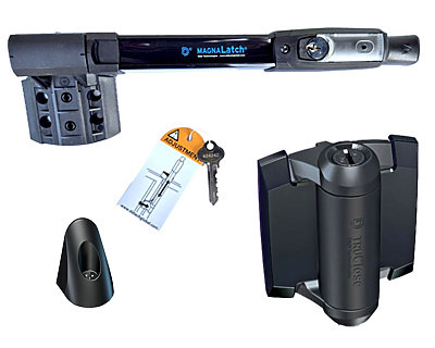 Kit Serrure MagnaLatch® SERIES 3 + Charnières TruClose + Cache Protection portillon Securipool Automatique