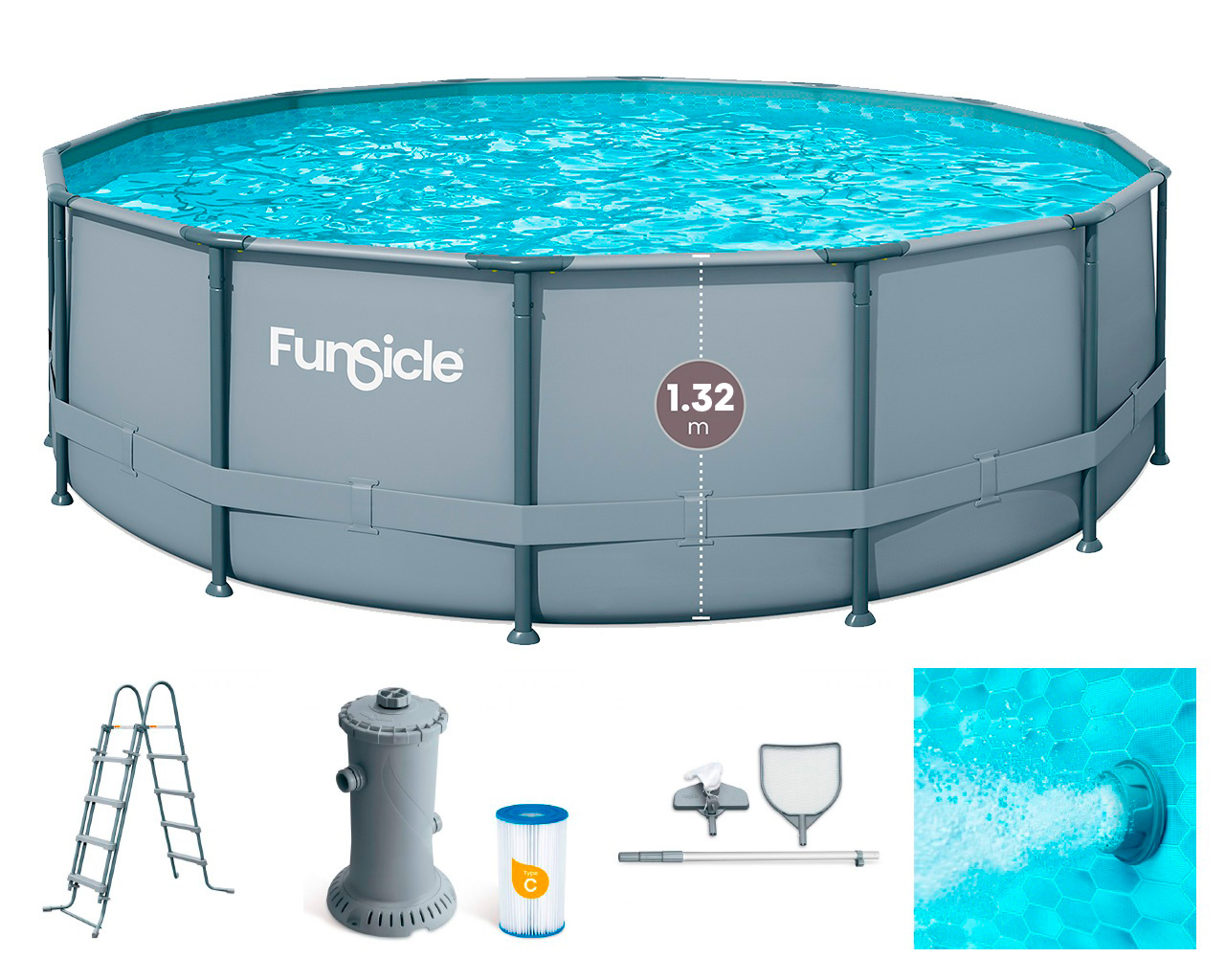Piscine tubulaire Funsicle ELITE ronde 5.49 x 1.32m