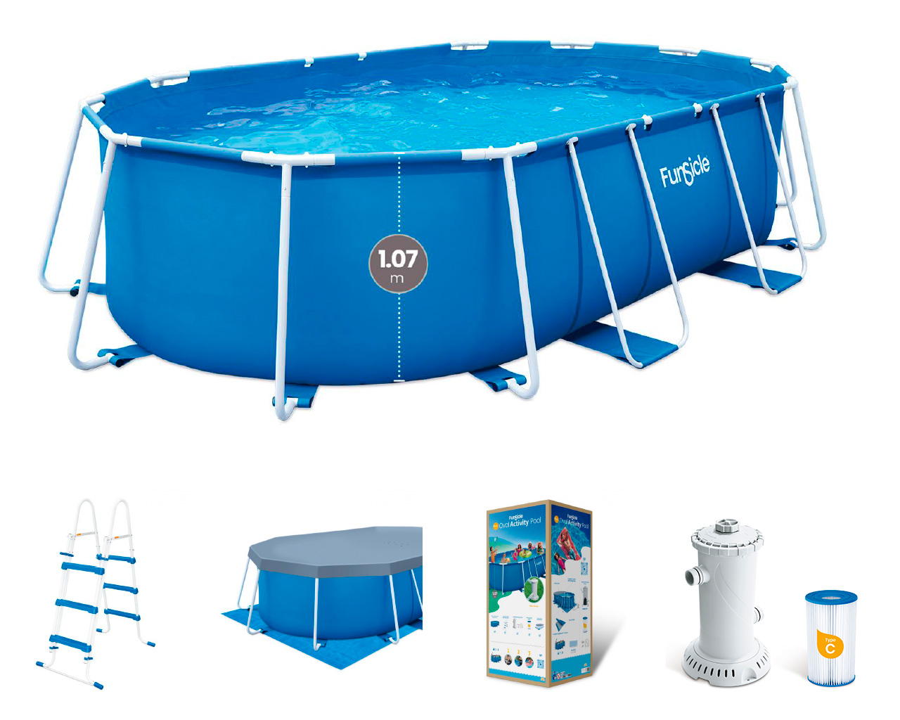 Piscine tubulaire Funsicle ovale 4.88 x 3.05 x 1.07 m
