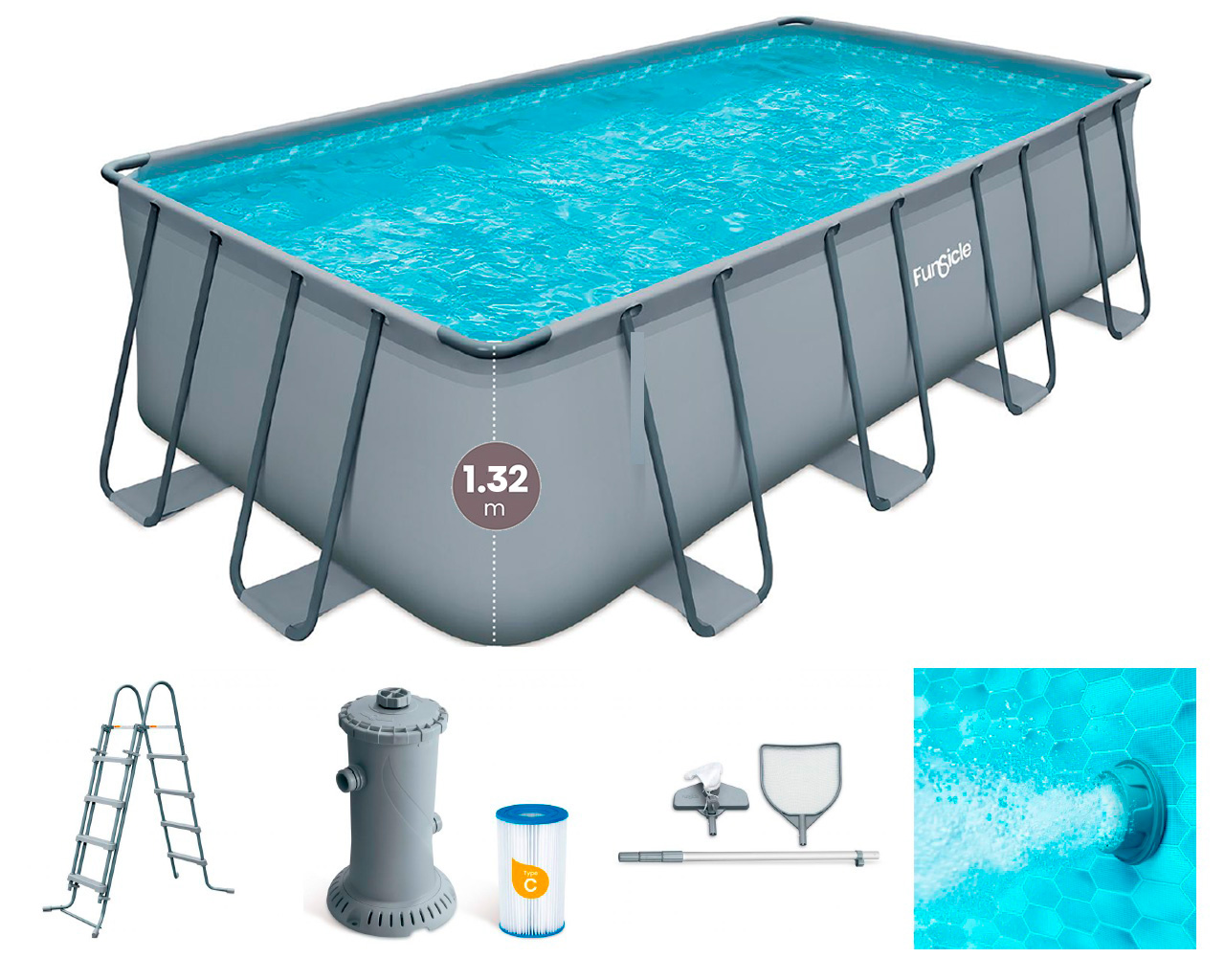 Piscine tubulaire Funsicle ELITE rectangulaire 5.49 x 2.74 x 1.32m