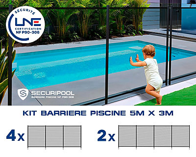 Kit barrière souple démontable SECURIPOOL piscine 5m x 3m NF P90-306 - 5 coloris
