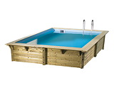 Piscine Ubbink bois Azura 300 x 300 x H 126 cm liner Bleu avec filtre a sable
