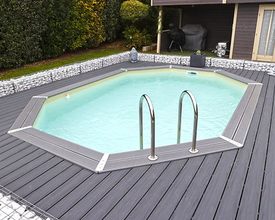 Piscine bois Ubbink AZURA 300x400x120cm liner Beige filtration à sable