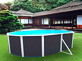 Piscine hors-sol acier TOI MAGNUM ANTHRACITE ovale 640x366x132cm liner gris filtre 6m³/h - Autre vue