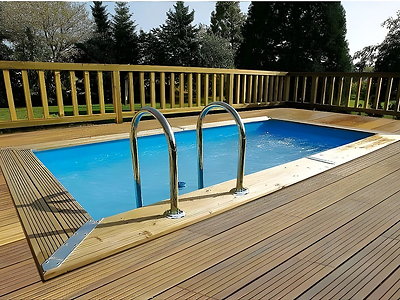 Kit piscine hors-sol bois Ubbink Azura rectangulaire 200x400x126cm liner bleu 75/100ème
