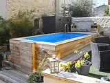 Kit piscine hors-sol bois Ubbink Azura rectangulaire 200x400x126cm liner beige 75/100eme - Autre vue