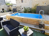 Kit piscine hors-sol bois Ubbink Azura rectangulaire 200x400x126cm liner beige 75/100eme - Autre vue