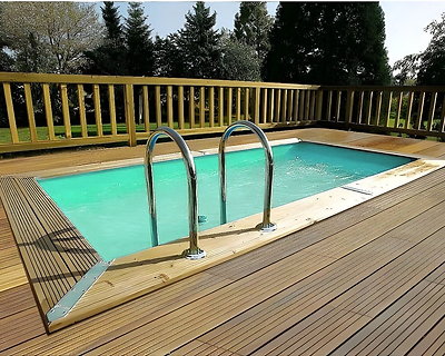 Kit piscine hors-sol bois Ubbink Azura rectangulaire 200x400x126cm liner beige 75/100ème