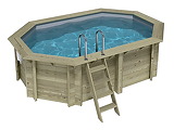 Piscine bois Altanka NEMO octogonale allongee 4,3x3m H 1,18 m liner gris, pose sur dalle - Autre vue
