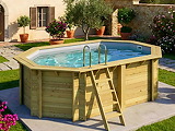 Piscine bois Altanka NEMO octogonale allongee 4,3 x 3m H 1,31m liner gris, sans dalle beton - Autre vue