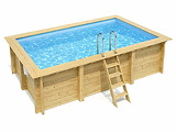 Piscine bois Altanka AQUA rectangulaire 4,65 x 2,85m H 1,24m liner bleu, ancrage beton