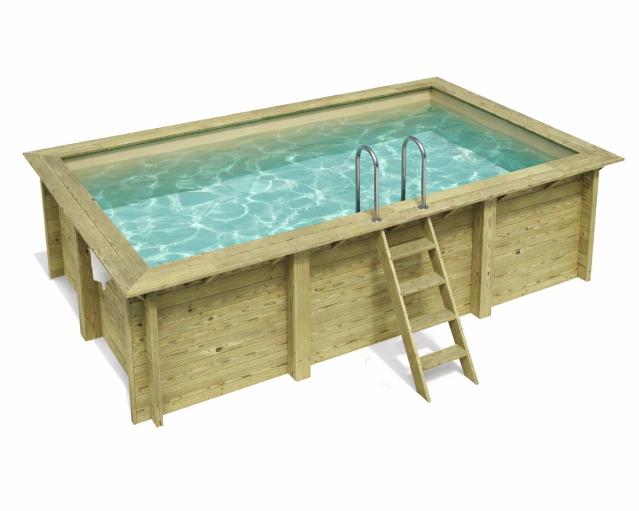 Piscine bois Altanka AQUA rectangulaire 4,65 x 2,85m H 1,24m liner sable, ancrage beton