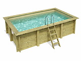 Piscine bois Altanka AQUA rectangulaire 4,65 x 2,85m H 1,24m liner sable, ancrage beton