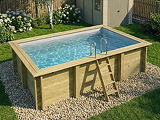 Piscine bois Altanka AQUA rectangulaire 4,65 x 2,85m H 1,24m liner gris, ancrage beton - Autre vue