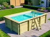 Piscine bois Altanka AQUA rectangulaire avec plage 4,65 x 2,85m H 1,24m liner sable, ancrage beton