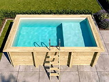 Piscine bois Altanka AQUA rectangulaire avec plage 4,65 x 2,85m H 1,24m liner sable, ancrage beton - Autre vue