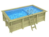 Piscine bois Altanka AQUA rectangulaire avec plage 4,65 x 2,85m H 1,24m liner bleu, ancrage beton - Autre vue