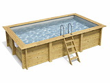 Piscine bois Altanka AQUA rectangulaire 4,65 x 2,85m H 1,24m liner gris, pose sur dalle - Autre vue