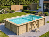 Piscine bois Altanka AQUA rectangulaire avec plage 4,65 x 2,85m H 1,24m liner sable, pose sur dalle - Autre vue