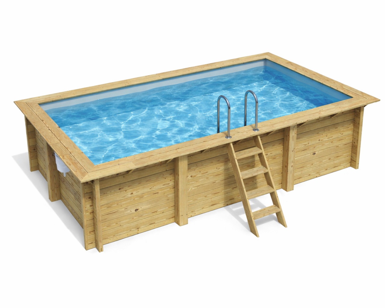Piscine bois Altanka AQUA rectangulaire 4,65 x 2,85m H 1,24m liner bleu, sans dalle beton