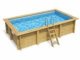 Piscine bois Altanka AQUA rectangulaire 4,65 x 2,85m H 1,24m liner bleu, sans dalle beton