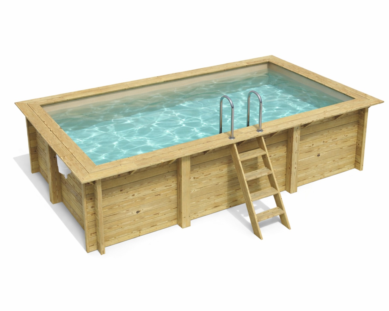 Piscine bois Altanka AQUA rectangulaire 4,65 x 2,85m H 1,24m liner sable, sans dalle beton