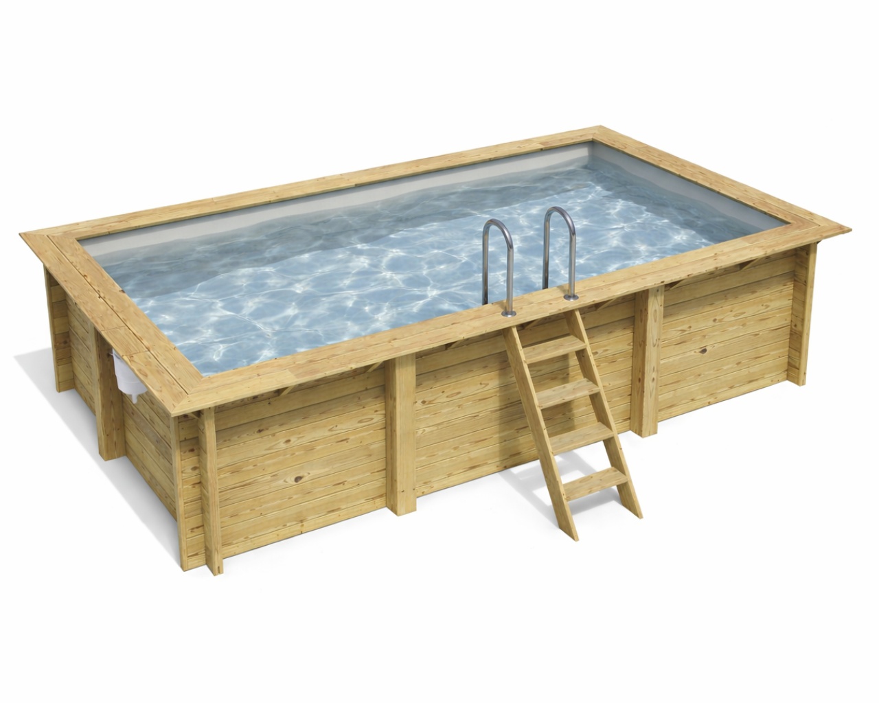 Piscine bois Altanka AQUA rectangulaire 4,65 x 2,85m H 1,24m liner gris, sans dalle beton