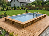Piscine bois Altanka AQUA rectangulaire 4,65 x 2,85m H 1,24m liner gris, sans dalle beton - Autre vue