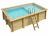 Piscine bois Altanka AQUA rectangulaire avec plage 4,65 x 2,85m H 1,24m liner sable, sans dalle beton