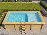 Piscine bois Altanka AQUA rectangulaire avec plage 4,65 x 2,85m H 1,24m liner gris, sans dalle beton - Autre vue