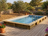 Piscine bois Altanka AQUA rectangulaire 6,1 x 2,85m H 1,31m liner gris, ancrage beton - Autre vue