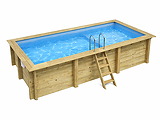 Piscine bois Altanka AQUA rectangulaire avec plage 6,1 x 2,85m H 1,31m liner bleu, ancrage beton - Autre vue