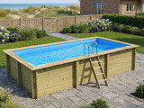 Piscine bois Altanka AQUA rectangulaire avec plage 6,1 x 2,85m H 1,31m liner bleu, ancrage beton - Autre vue