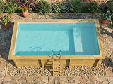 Piscine bois Altanka AQUA rectangulaire avec plage 6,1 x 2,85m H 1,31m liner sable, ancrage beton