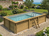 Piscine bois Altanka AQUA rectangulaire avec plage 6,1 x 2,85m H 1,31m liner gris, ancrage beton - Autre vue