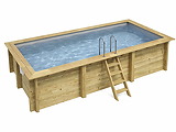 Piscine bois Altanka AQUA rectangulaire 6,1 x 2,85m H 1,31m liner gris, pose sur dalle - Autre vue