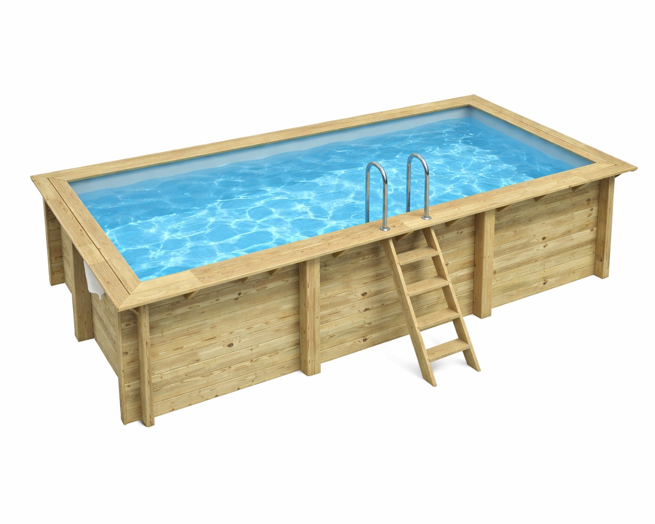 Piscine bois Altanka AQUA rectangulaire 6,1 x 2,85m H 1,31m liner bleu, sans dalle beton